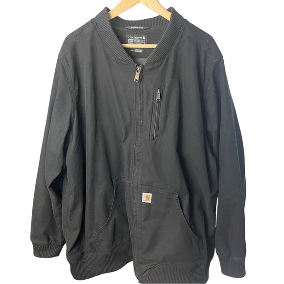 Women’s Carhartt Black Relaxed Fit Bomber Jacket, RUGGED FLEX®, Casual, 3X/26 - Picture 3 of 9